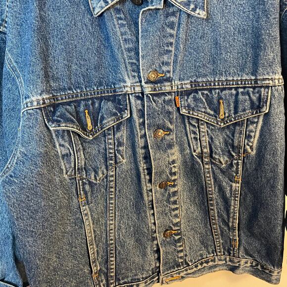 Levi Strauss Vintage Trucker Jacket Orange Tag Rigid Denim Jacket Men's Small - Picture 7 of 11